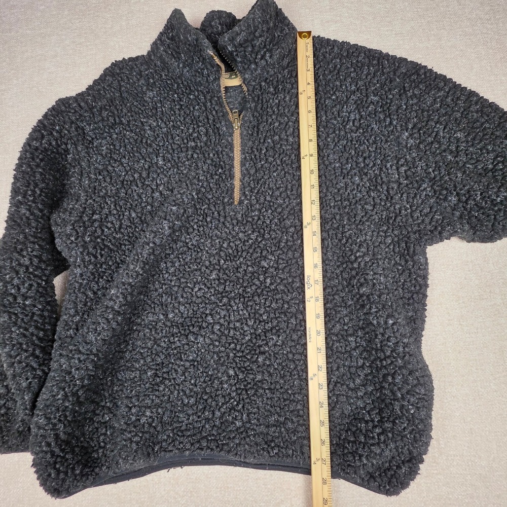 Vintage CB Sports Mens Sherpa Fleece Quarter Zip Pullover Charcoal Gray USA Made - Picture 11 of 11
